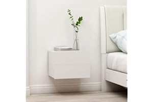 Gecheer Mesita de Noche Flotante Mesillas de Noche de Pared con Cajón Mesita Auxiliar Estante con Cajones para Pared para Sofá Cama Dormitorio Madera Contrachapada Blanco 40x30x30 cm