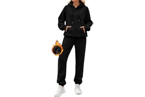 Yuson Girl Damen Jogginganzug Fleece Hausanzug Zweiteiler Outfit, 2 Teilig Jogger Trainingsanzug mit Hoodie und Jogginghose, Baumwolle Freizeitanzug Tracksuit Warm Sportkleidung Set