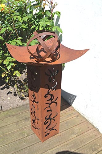 Säule Rost Feuersäule Metall Skulptur Edelrost Bioethanol eckig mit Feuereinsatz Deko eckig H: 80cm - 4