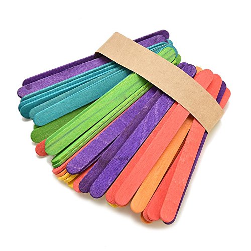 200 Stück Natürliche und bunte Holzstäbchen für DIY Basteln, Verzieren und bemalen genutzt - 2