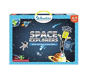 Skillmatics Educational Game : Space Explorers | Reusable Activity Mats with 2 Marker Pens | Gifts & Learning Tools for Boys and Girls 6-9 Years, Multicolor