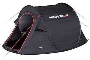 ‎HIGH PEAK High Peak Wurfzelt Vision 2, Pop Up Zelt für 2 Personen, Festivalzelt freistehend, super leichtes Schnellöffnungs-Wurfzelt, 2000 mm wasserdicht, Ventilationssystem, Moskitoschutz