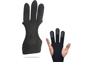 Changyeah Traditioneller Bogenschießen Schießhandschuh,3 Finger,Bogenschützhandschuh, DREI Finger Jagdschützhandschuh,für Jugendliche Erwachsene Anfänger