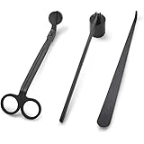 JinSu 3 PCs Candle Accessories Stainless Steel Candle Tools Set with Candle Snuffer & Candle Wick Trimmer & Dipper （ Black ）