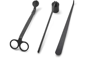 JinSu 3 PCS Accesorios para Velas, Juego de Herramientas de Vela de Acero Inoxidable, con Mecha de Velas Matacandelas, Cortador de Mecha de Velas, Vela Mecha Dipper, Apagavelas Accesorios (Negro)