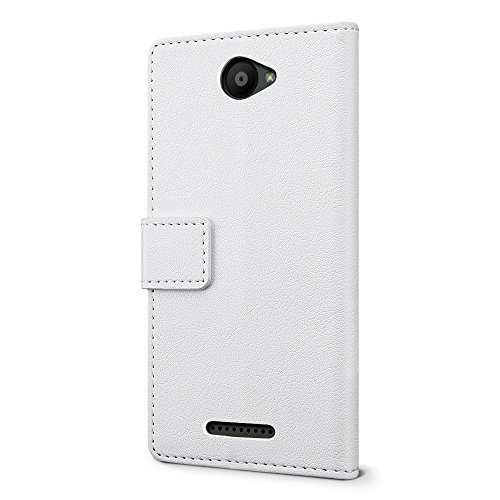 SLEO Funda BQ Aquaris U Lite BQ Aquaris U  Cartera Carcasa Piel PU Suave Flip Folio Caja Super Delgado  Estilo Libro Soporte Plegable y Cierre Magn  tico  para BQ Aquaris U Lite BQ Aquaris U - Blanco