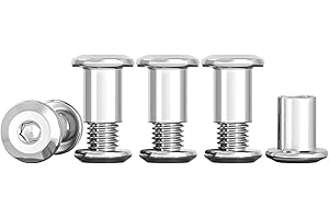 Drenky 10 Sets Connection Screws M4 Belt Buckle Binding Bolts 304 Stainless Steel Screw Post M4 X 10mm Furniture Bolts Sleeve Nuts for Bed, Door, Table, Chair, Worktop, Cabinet