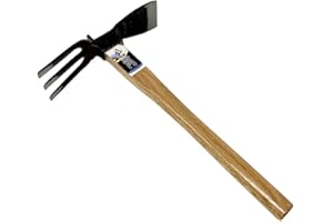 HACHIEMON Japanese Craftsmanship Garden Hand Tool Hoe and Cultivator Hand Tiller - Sturdy and Sharp