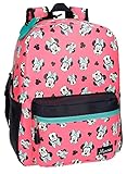 mochila escolar minnie rosa Tres bolsillos interiores y un bolsillo frontal para mejorar la organización y mantener los efectos personales y el material escolar controlados