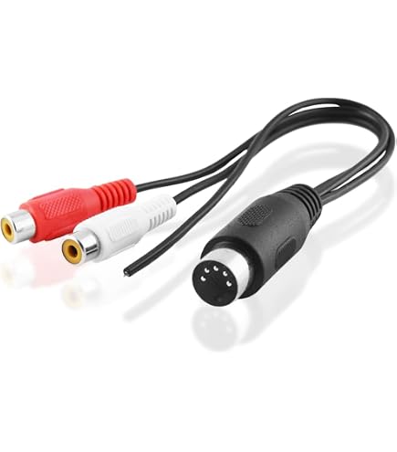 20cm Y-Kabel Adapter - 4 Cinch Stecker (m) Auf 1 5-pol MIDI Buchse (w), Für Audio-Verbindungen