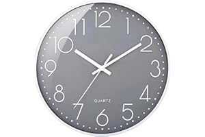 SIN&MI Wall Clock Non-Ticking Silent Battery Operated Round Wall Clock Modern Simple Style Decor Clock for Home/Office/School/Kitchen/Bedroom/Living Room/8.5 Inch Grey