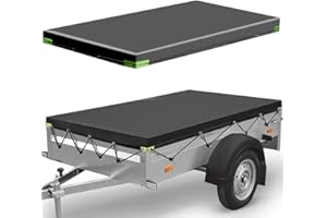 HIULLEN Trailer Tarpaulin Flat Tarpaulin, 208 x 114 x 13 cm, Trailer Tarpaulin Cover with Tarpaulin Rope, Trailer Tarpaulin Cover Accessories, 420D Oxford Material, Waterproof for Many Car Trailers,