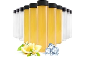 YBCPACK 12 Pack 16 OZ (500 ml) Clear PET Plastic Juice Bottles with Black Lids - Empty Smoothie Ideal for Juice, Milk, Homemade Beverages
