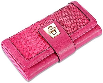 fashion pink/Clamshell strap lock/ female long bi-fold wallets-Pink