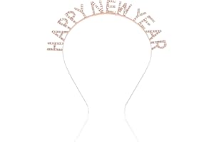 VILITI Happy New Year Headband Rhinestone Headpieces,Eve Hairband Hair Hoop,Glitter New Year Eve Party Supplies Holiday,Fireworks Headbands New Year Accessories for Women Christmas Party (Gold, One Size)