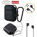 Produktbild Oarco für Apple AirPods Hülle+AirPods Magnetschlaufe Strap(Gurt)+Kopfhörer Taschen,Stoßfeste Silikon Skin Schutzhülle Cases Set, Speziell für iPhone7/7plus/8/8plus/X Kabellose Kopfhörer AirPods (Schwarz)
