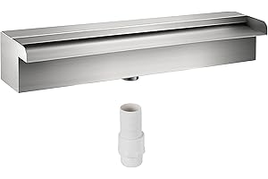 BuoQua Waterfall Pool Fountain Rectangular Pool Fountain Constructed Stainless Steel Swimming Pond Waterfall Blade Cascade (30CM), White