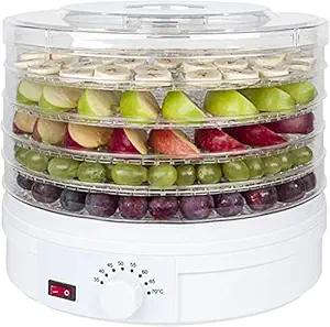 Fruit Dehydrator & Food Dehydrator - Electric Food Saver Fruit Dehydrator Preserver Dry Fruit Dehydration Machine with 5 Stackable Tray