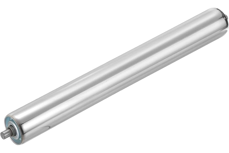 sourcing map Stainless Steel Conveyor Roller 50mm Diameter 350mm Length Gravity Transmission Replacement Part Galvanized End (Silver)