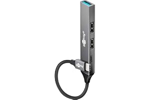 goobay 4-port USB 3.2 Hub slim/flera kontakter, distributör/smal C till 3 x A och 1 x C multiport adapter 3.0 hubb / 5 Gbits