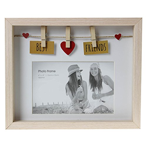 Clothes Line Wooden Box Frame With Pegs For 6 X 4 Photo - Best Friends