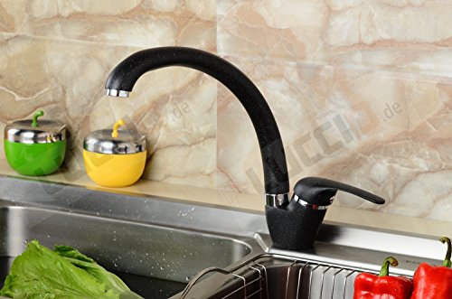 ZXC 4100-8C Granit Qualitäts Einhand Spültisch Mischbatterie Armatur Schwarz- NEU - 2