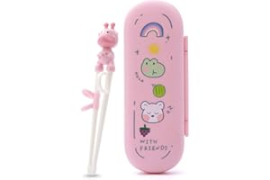 Kostoo - Baguettes d'apprentissage faciles à utiliser pour les enfants débutants - Avec boucle anti-dislocation - Boîte portable incluse - Cerf rose
