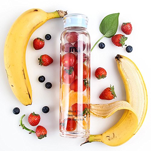 MIU COLOR® Trinkflasche BPA-Frei 460ml, Wasserflasche Glas, Glasflasche für Smoothie und Obstsaft oder zu Hause geeignet. (Hellblau) - 5