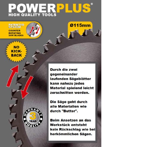 Dual-Kreissäge Handkreissäge 1.050 Watt 2 Sägeblätter ø115mm Universal Holz Stein PVC Metall - 4