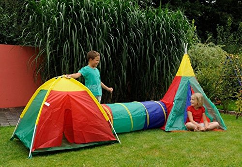 3 in 1 Childrens Adventure Play Dome Tent Tunnel Wigwam Outdoor Garden Game Toy