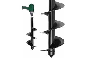 SYITCUN 9x40cm Garden Hole Digger Auger for Planting Bulbs & Seedlings, Heavy Duty Extended Spiral Auger Drill Bit, Powerful Planting Auger, Long Handle Garden Bulb Planter Tool