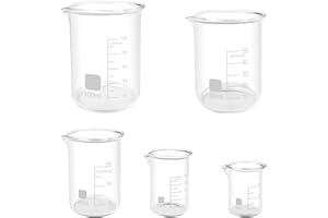 Lixiluxia 5 Stück Messbecher Glas, Becherglas Borosilikatglas, Laborglas Set, Glasmessbecher Klein, Meßbecher 5 Größen 100ml 50ml 25ml 10ml 5ml, für Labore, Klassenzimmer oder den Heimgebrauch