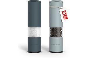 LARS NYSØM Młynek do soli i pieprzu 2 sztuki Ręczny z regulowanym ceramicznym młynkiem od gruboziarnistego do drobnego I Zestaw młynków do przypraw (2 sztuki) (Blue)