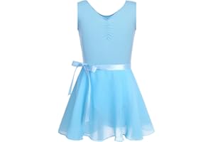 YiZYiF Justaucorps Gymnastique Enfant Fille Tutu Robe Danse Classique Ballet Patinage Léotard Body Combinaison Sport Yoga sans Manche et Jupe Dancewear 3-14 Ans