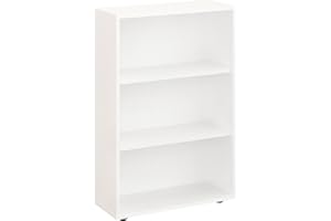 ‎KOMTO KOMTO Regal 60 cm breit Weiß - Bücherregal mit 3 Ebenen und Höhenverstellbare Regale, Standregal, Aufbewahrungsregal | Bookshelf Lumo 60 x 90 x 24 cm (BxHxT)