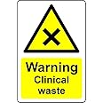 Warning clinical waste safety sign - Self adhesive sticker (100mm x 150mm)