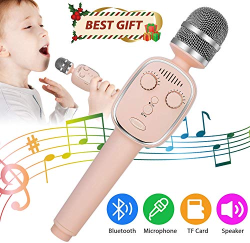 NEXGADGET Microfono Wireless Bluetooth Karaoke,3 in 1 Ricaricabile Portatile TWS Karaoke Mic Speaker Player Recorder per Bambini Adulti per Festa di Compleanno KTV Ideale per iPhone Android iPad PC
