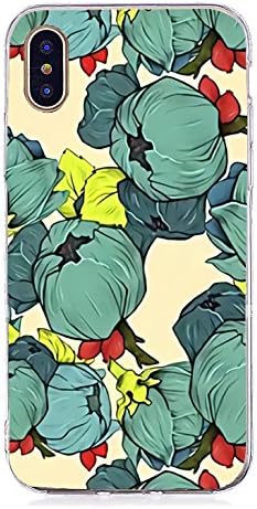 Inonler Green flower buds and leaves, soft TPU silicone pattern case for iPhone X,yellow case