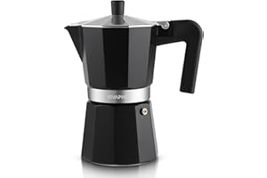 ‎SIVAPHE Sivaphe Espresso Kaffeemaschine 9Tassen/450ml Aluminium Moka Kanne,Coffee Maker Moka Pot für Herdplatte, Gas & Elektroherd geeignet, hitzebeständiger Griff,Schwarz