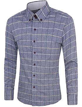 Cotton LKDJCWX Uomo Casuale Camicia A Maniche Lunghe A Quadri