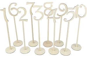 Veewon 1 to 10 Wooden Table Numbers with Holder Base for Wedding Home Decoration