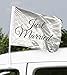 Produktbild 5 Packungen a 2 Stück Auto Fahne weiß Hochzeit rot Flagge Autofahne Just Married Fahnen Hochzeit