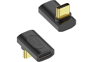 QIANRENON 240W USB4.0 C 90 stopni Kąt Adaptery 40 Gb/s TypeC 4.0 Mężczyzna do Żeńskiego Złącze Kąt,Obsługuje 8K audio/wideo PD240W ładowania,dla tabletu Laptop Steam Deck, 2 szt. pozytywne)