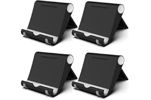 FadyDail Lot de 4 Supports de téléphone Portable réglables pour Bureau - Support de téléphone Portable Pliable Compatible avec iPhone 14, 13, 12, 11, Samsung Galaxy Huawei (4 Noir)