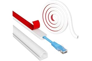 FARNIRVANA 4M Goulotte Passe Cable, Auto-adhésif Demi-Rond Cache-Câble, Mini Goulotte Flexible pour Sol, Mural, TV, Bureau et Maison – Blanc