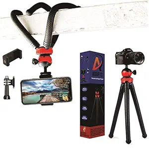 Adofys Camera Flexible Tripod, Cell Phone Tripod 12 Inch Gorilla Tripod Lightweight Bendable Tripod with Heavy Duty Smartphone Stand, Compatible for Action Camera etc. (With Holder And Tripod Adapter)