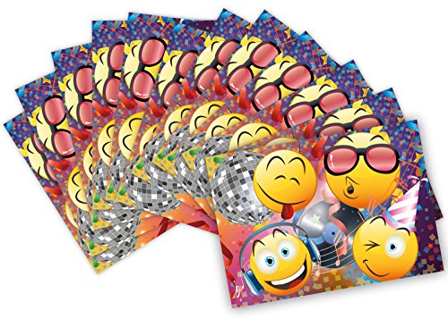 12 Lustige Einladungskarten im Set für Kindergeburtstag Party mit Emoji Smiley Disco für Jungen Mädchen Kinder Top Geburtstagseinladungen Karten witzig - 6