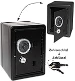 Größe geschlossen: circa 16,5 cm hoch; 12,5 cm breit und 11 cm tief ___ Sie erhalten 2 Schlüssel zu dem Tresor __ Innen befindet sich noch ein kleines Schubfach ( z.B. für Kleingeld oder Schmuck )