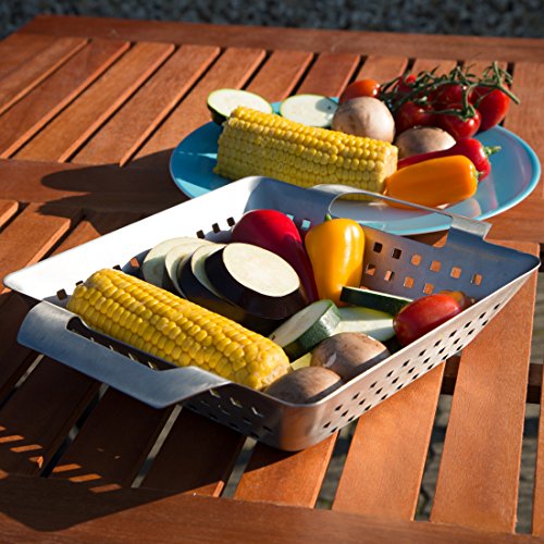 Ultranatura Edelstahl Grill-Korb / Gemüseschale mit Griffen – ca. 28 x 20 x 5 cm - 6
