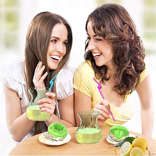 SELEWARE Zitronenpresse Handpresse Limettenpresse Manuelle Saftpresse Zitrone Entsafter Frucht mit Flasche BPA frei Spülmaschine Safe 600ML Grün - 7